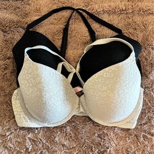 VS Pink wear everywhere lined bras bundle 36D leopard lace